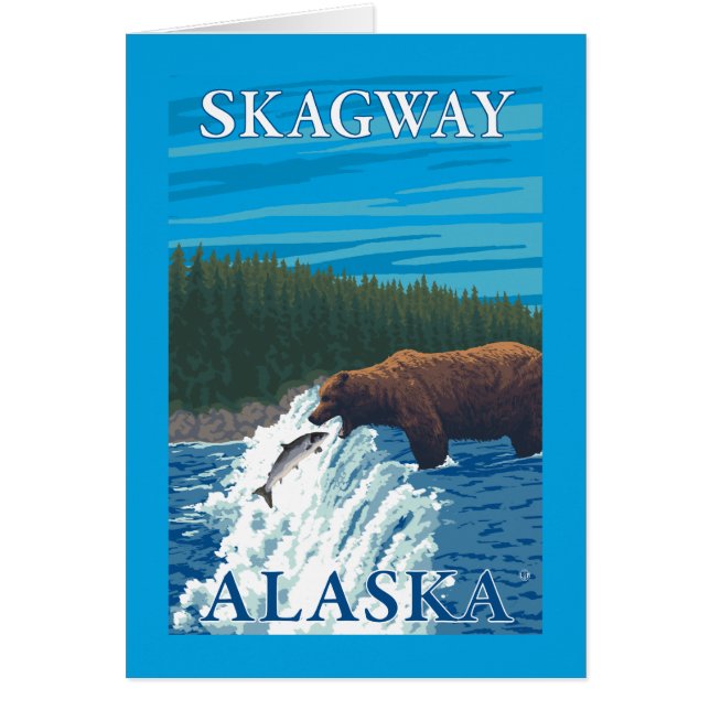 Björsfiske i floden Skagway, Alaska Hälsningskort (Framsidan)