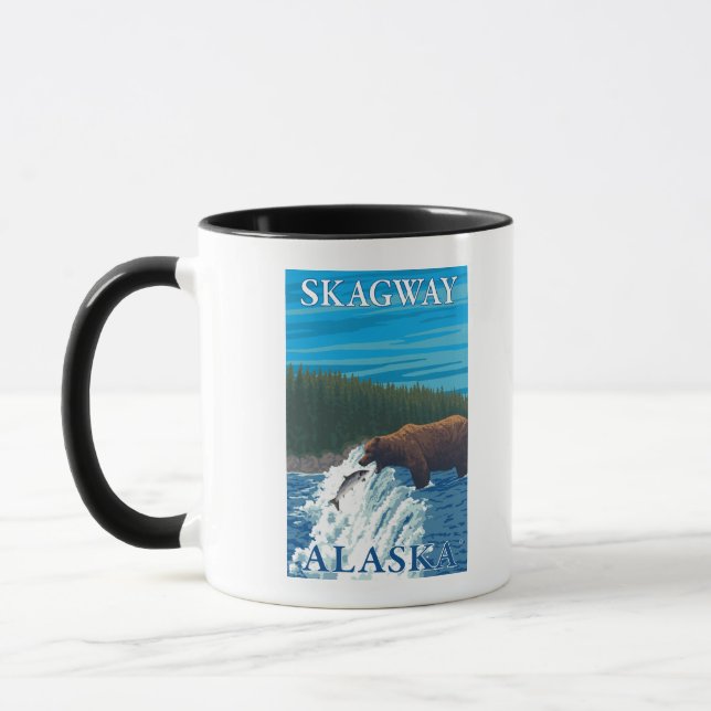 Björsfiske i floden Skagway, Alaska Mugg (Vänster)