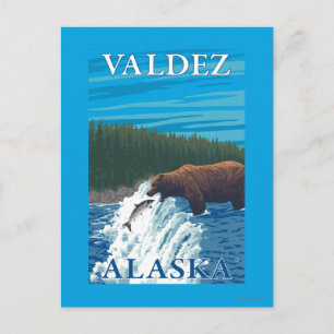 Björsfiske i floden Valdez, Alaska Vykort
