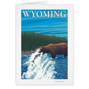 Björsfiske i floden - Wyoming Hälsningskort