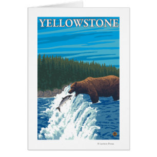 Björsfiske i floden - Yellowstone National Hälsningskort