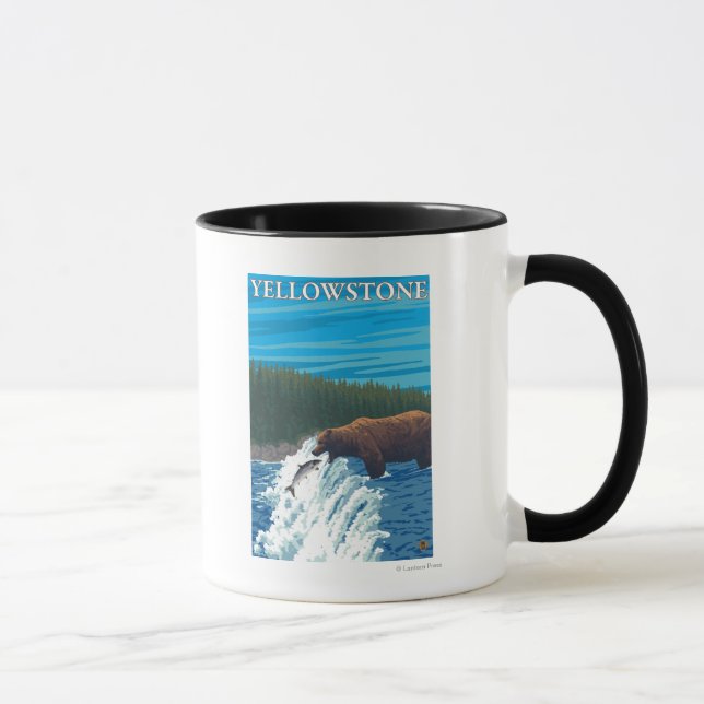 Björsfiske i floden - Yellowstone National Mugg (Höger)
