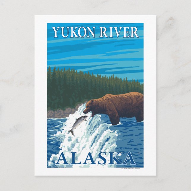 Björsfiske i floden Yukon, Alaska Vykort (Framsida)