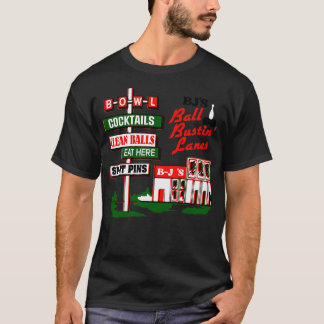 BJs Boll Bustin Lanes Retro Roadside Sign T Shirt