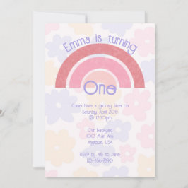 Bjud av blommor Boho Rainbow Birthday bjudande Inbjudningar