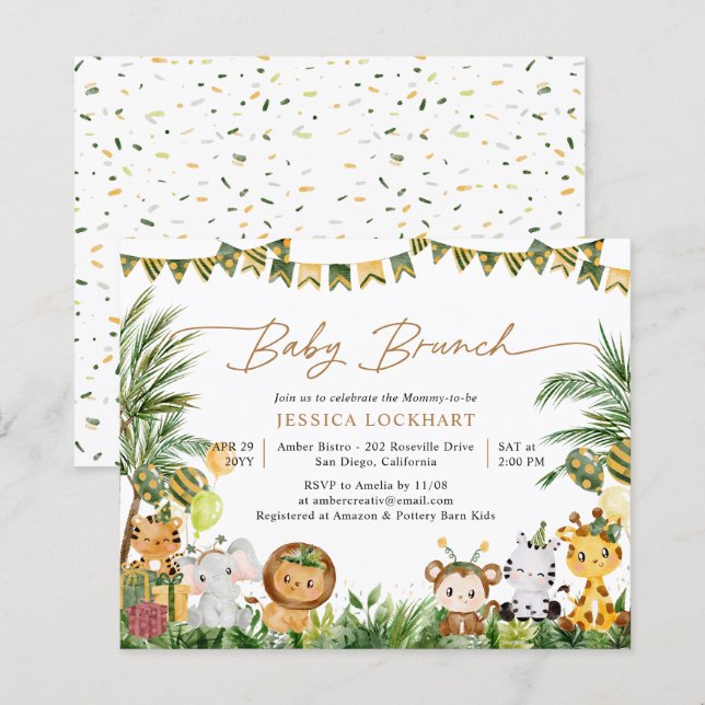Bjud av budgetpost till Tropical Jungle Baby Brunc (Fram/baksida)