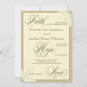 Bjud av Cream Botanical Print Christian Wedding Inbjudningar