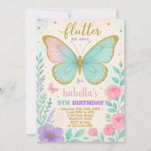 Bjud av fjäril Garden Birthday-inbjudan Inbjudningar