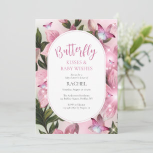 Bjud av fjäril Kisses och Önskemål Baby Shower-inb Inbjudningar