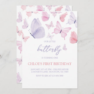 Bjud av fjäril på födelsedagen inbjudningar