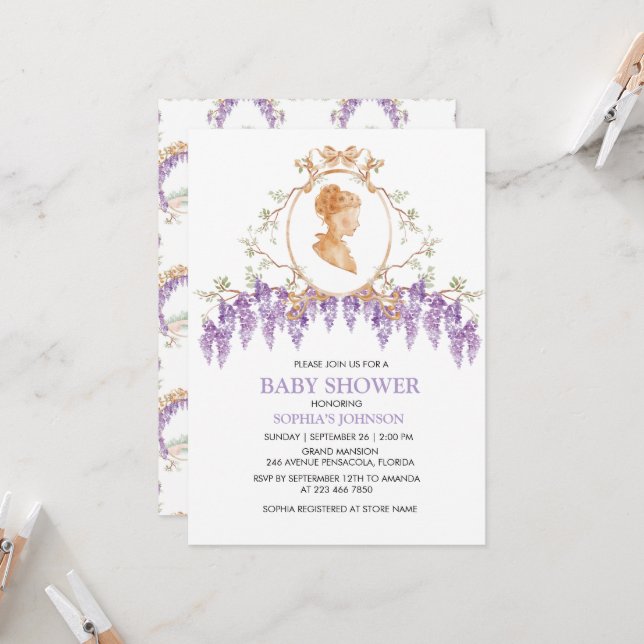 Bjud av GrandMillennium Wisteria Baby Shower Inbjudningar (Fram/Back In Situ)
