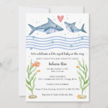 Bjud av haj Baby Shower under Sea Inbjudan