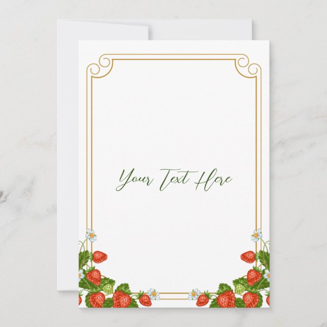 Bjud av jordgubbsgenkakor 5 x 7 tum inbjudningar (Framsida)