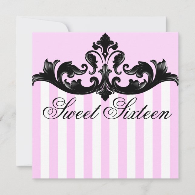 Bjud av rosa- och svartvadsinbjudan på födelsedage inbjudningar (Framsida)