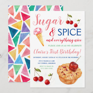 Bjud av socker och spice Sweet Birthday bjudande Inbjudningar