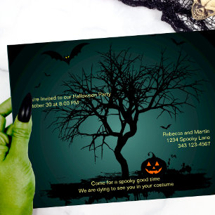 Bjud av Spooky Grönt Grunge Halloween fest Vykort