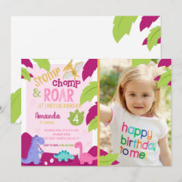 Bjud av stomp-, chomp- och roardinosaur-födelsedag inbjudningar