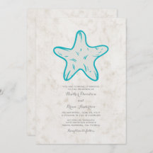 Bjud av turkos Rustic Starfish-bröllop