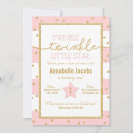 Bjud av Twinkle Twinkle Rosa och Guld Birthday-inb Inbjudningar