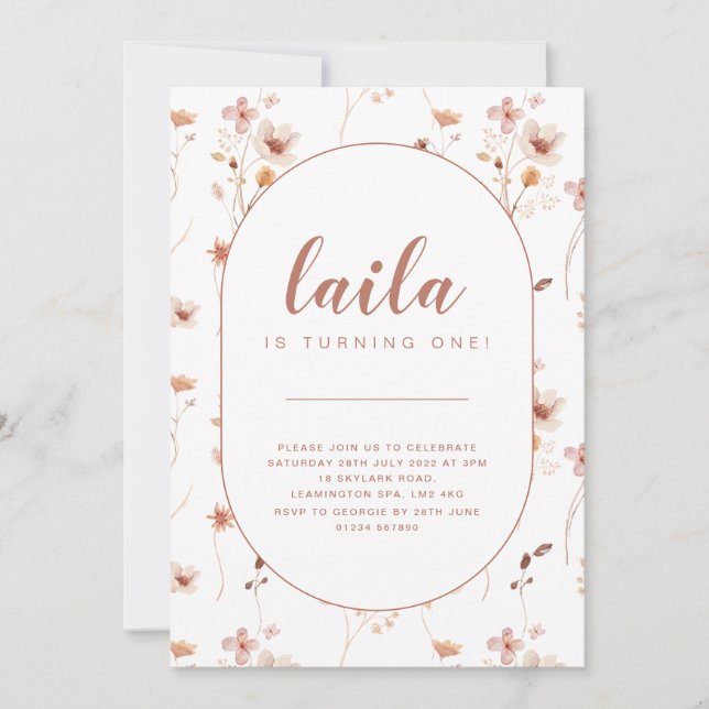 Bjud av Wildblomoval-födelsedag Inbjudningar (Framsida)