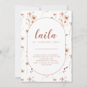 Bjud av Wildblomoval-födelsedag Inbjudningar