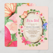 Bjud av Woodland Butterfly Girl Baby Shower