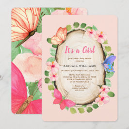Bjud av Woodland Butterfly Girl Baby Shower Kort