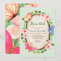 Bjud av Woodland Butterfly Girl Baby Shower
