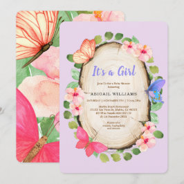 Bjud av Woodland Butterfly Girl Baby Shower Kort
