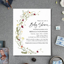 Bjud Boho Wildblomma Baby Shower-inbjudan