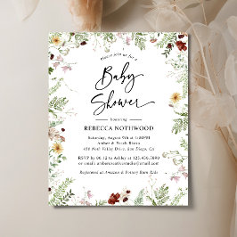 Bjud Boho Wildblomma Baby Shower-inbjudan