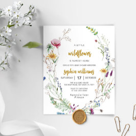 Bjud Boho Wildblomma Baby Shower-inbjudan