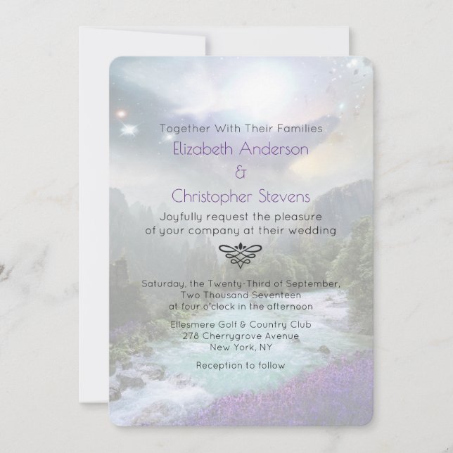 Bjud för magiska Fantasy Scenia Landscape Wedding Inbjudningar (Framsida)