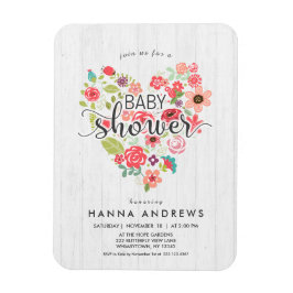 Bjud för White Wood & Heart Girl Baby Shower Magnet