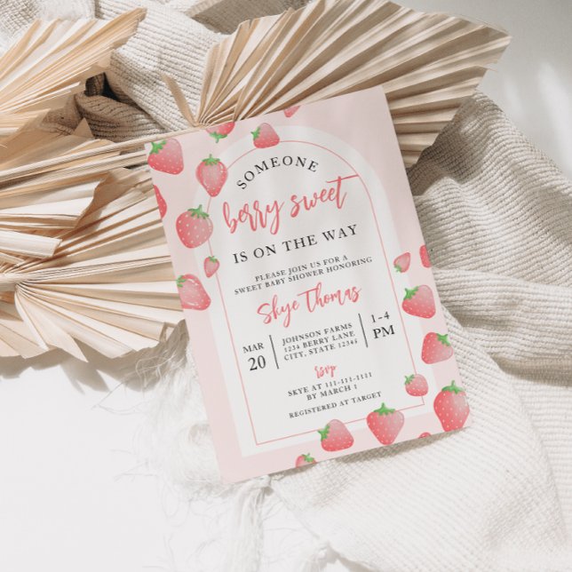 Bjud från jordgubbsberry Berry Sweet Boho Baby Sho Inbjudningar (Skapare uppladdad)