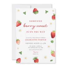 Bjud från jordgubbsflicka Berry Sweet Baby Shower-