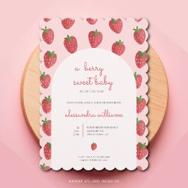 Bjud från jordgubbsflicka Berry Sweet Baby Shower- Inbjudningar