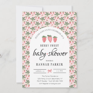 Bjud från jordgubbsgårdar och blommor, babyblåsare inbjudningar