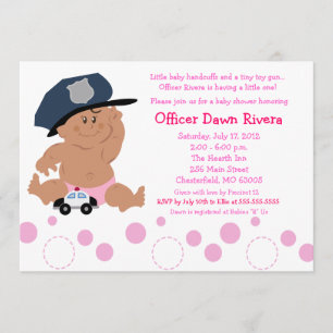 Bjud från POLICE OFFICER Cop GIRL Baby Shower-inbj Inbjudningar