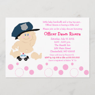 Bjud från POLICE OFFICER Cop GIRL Baby Shower-inbj Inbjudningar