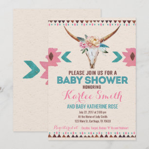Bjud från Tribal Boho Blommigt Baby Shower-inbjuda Inbjudningar