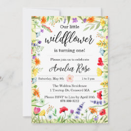 Bjud från Wildblomflicka första födelsedag Inbjudningar