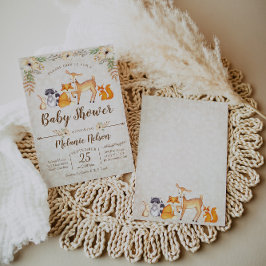 Bjud från Woodland Baby Shower, Hjort Fox Animal Inbjudningar