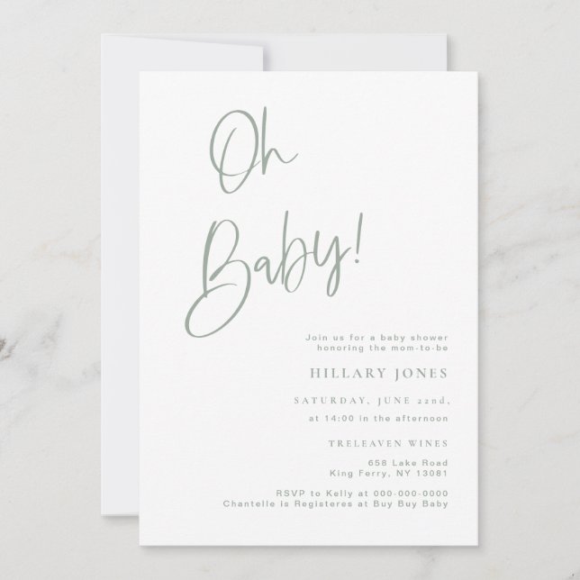 Bjud/Grönt Bohemian Baby Shower-inbjudan Inbjudningar (Framsida)