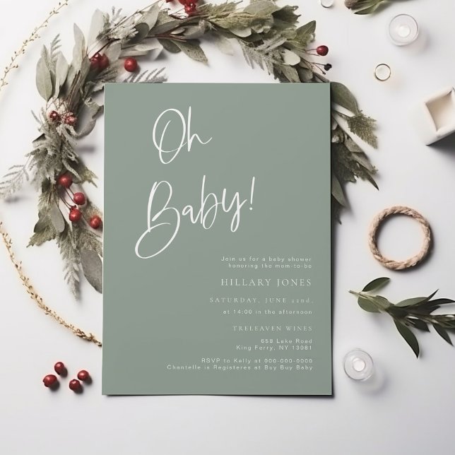 Bjud/Grönt Bohemian Baby Shower-inbjudan Inbjudningar (Skapare uppladdad)