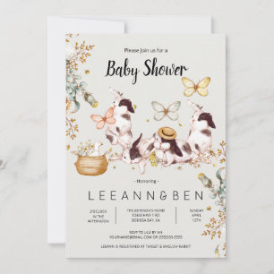 Bjud i Baby Bunnies Rustic Land Baby Shower-inbjud Inbjudningar