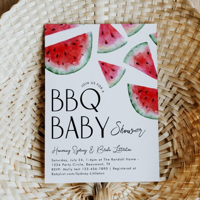 Bjud i Bebisdusch i Watermelon Baby Q Inbjudningar (Skapare uppladdad)