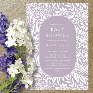 Bjud i Blommigten Lavender Löv Baby Shower Inbjudningar