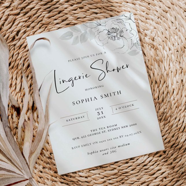 Bjud i botaniskt Illustration Lingerie Shower Inbjudningar (Skapare uppladdad)