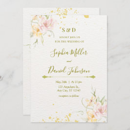 Bjud i botaniskt vattenfärgsbröllop inbjudningar